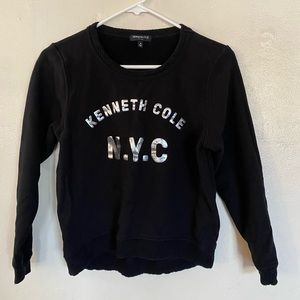 Kenneth Cole NYC Black Light Sweater with Silver Letterings Fall Size Small